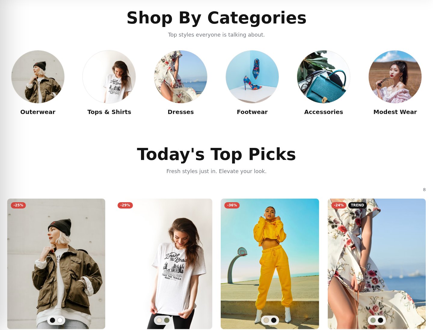 SellarAI sample storefront with product categories and catalog